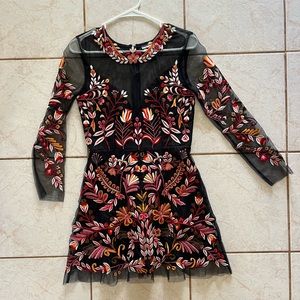 Embroidered Floral Mesh Dress